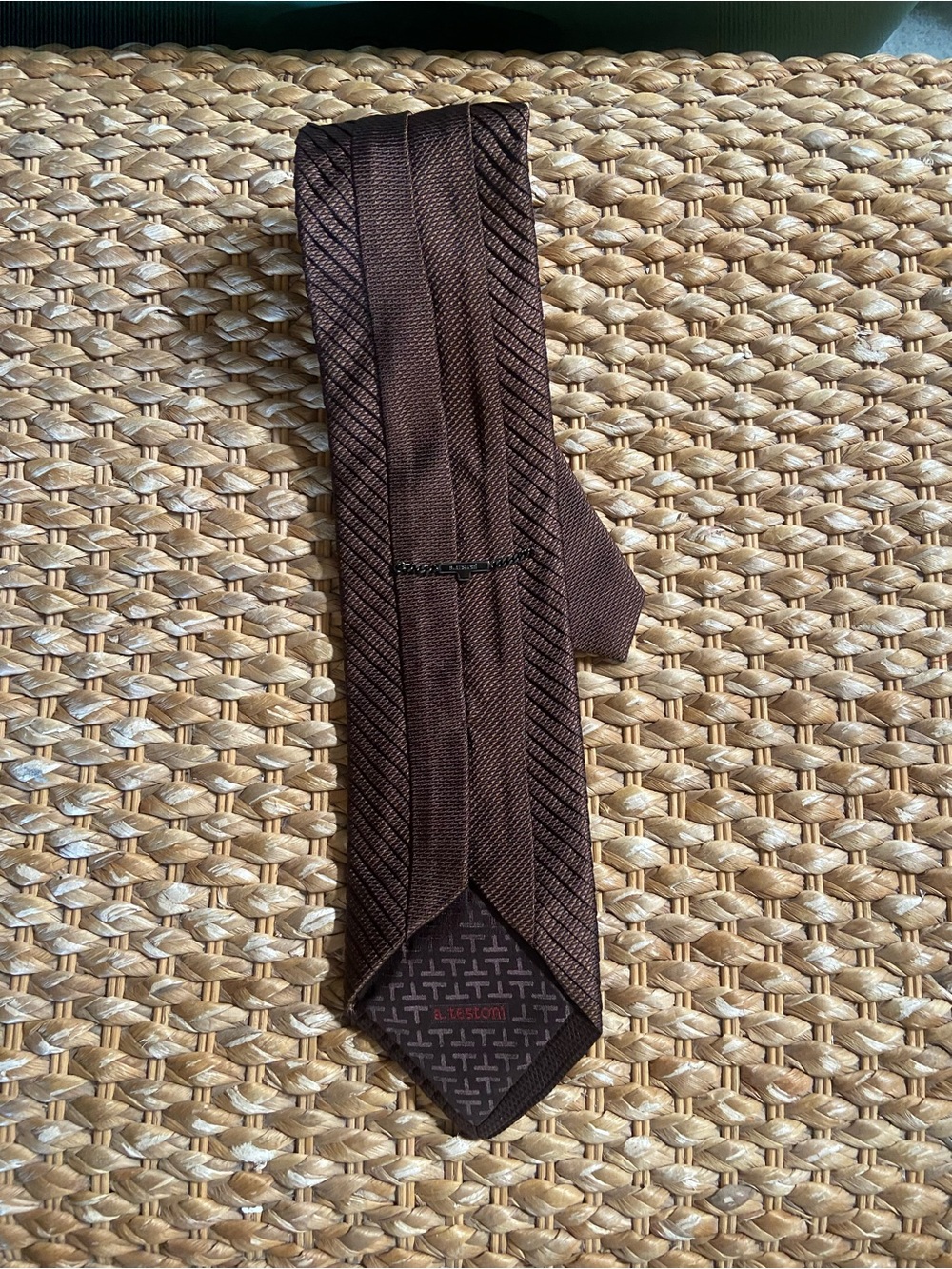 Men's Brown Textured Silk Tie by